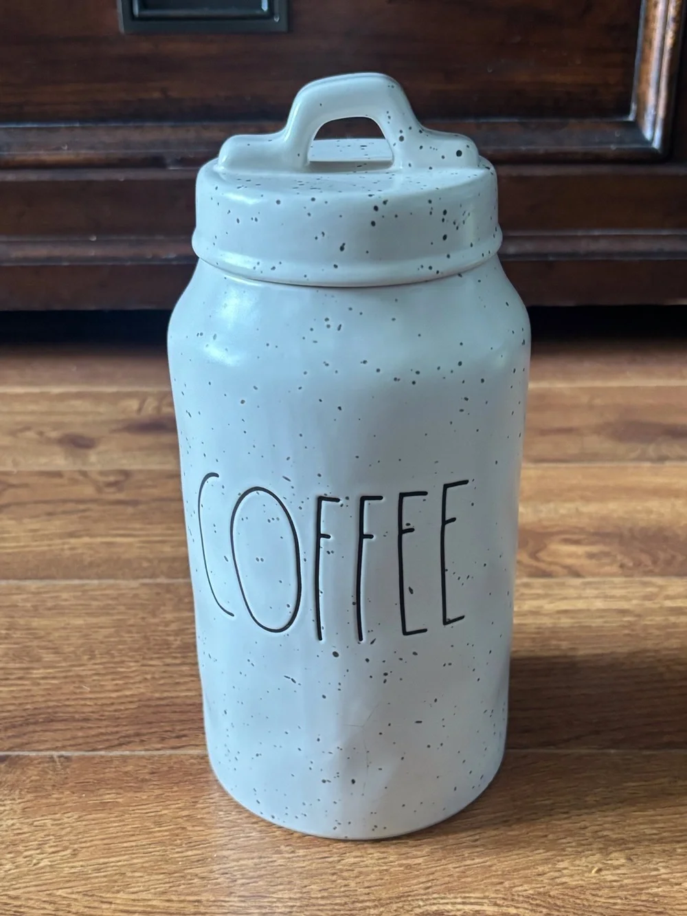 Rae Dunn Speckled Cream COFFEE Ceramic Canister with Lid
